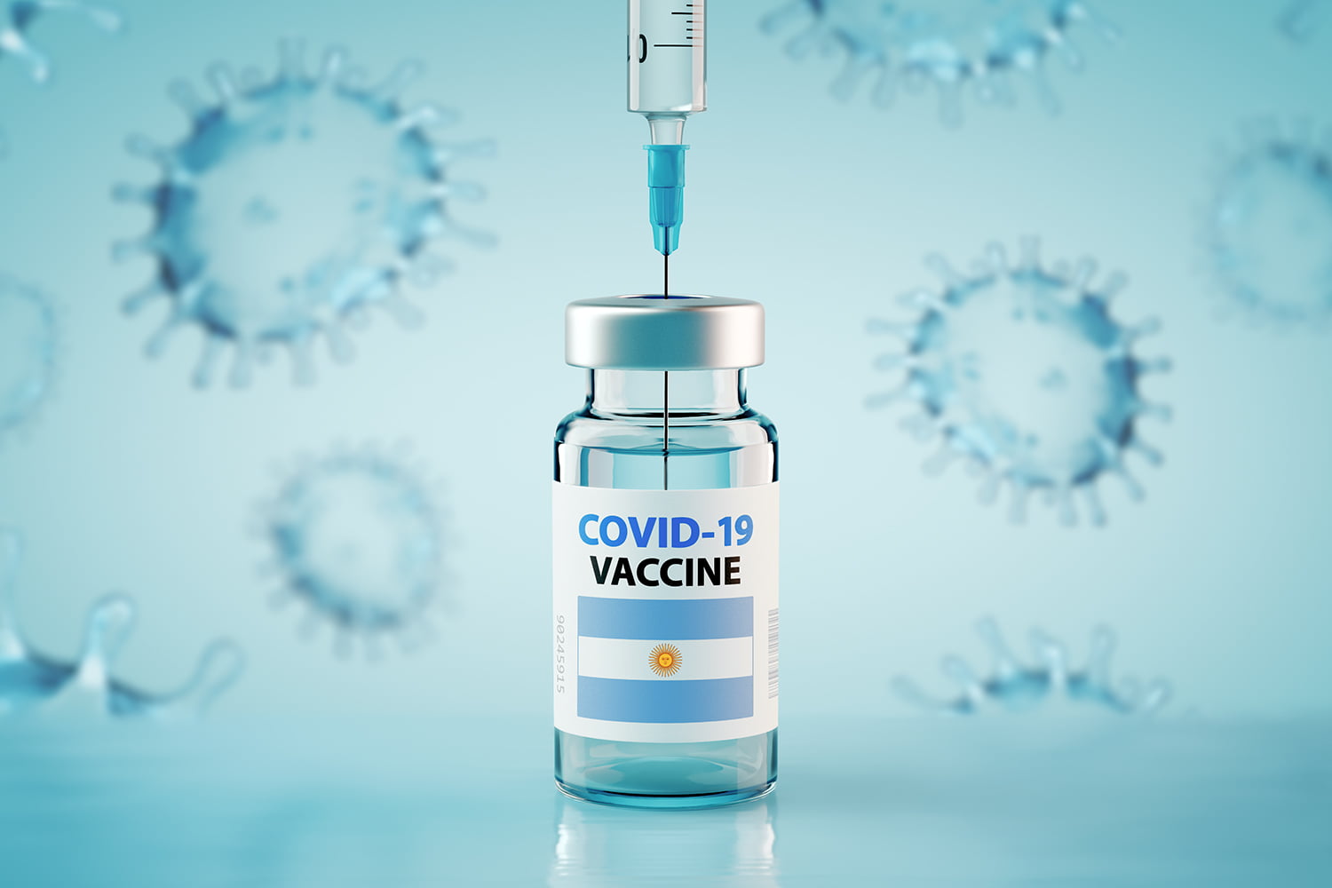 COVID-19 Coronavirus Vaccine and Syringe with flag of Argentina Concept Image
